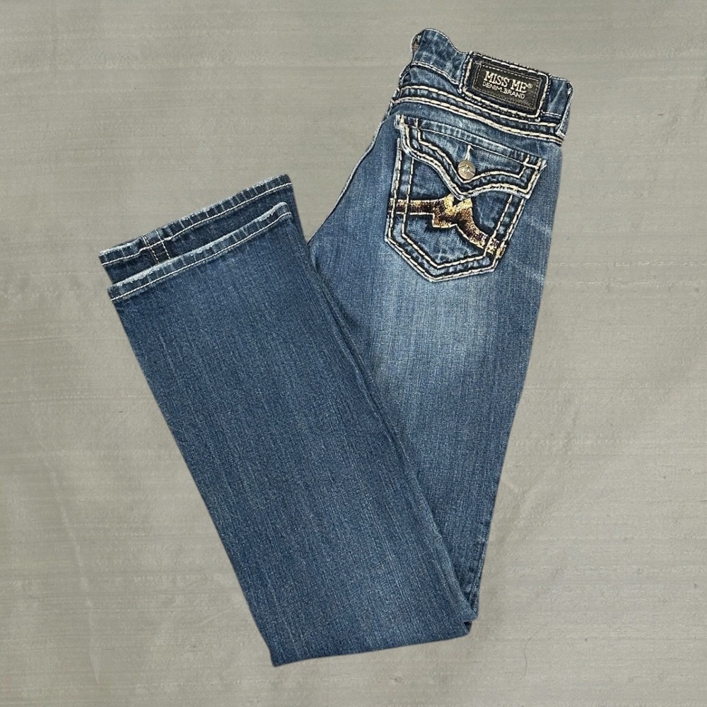 Miss Me Low-Rise‎ Bootcut Jeans 27 Medium Wash Sequined Pocket JD1047B Y2K Bratz